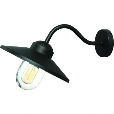 Image of Klampenborg 1 Light Outdoor Fisherman Dome Wall Lantern Black IP44, E27