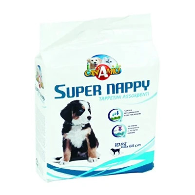 Image of Croci Super Nappy Hygienic Mats for Dogs 60X90 cm 10 Pieces Underpads and Pets, Dog Cat Pee Ultra Absorbent Disposable, Anti tear odour