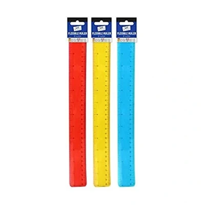 Image of Just stationery Tallon 12&quot; Transparent Bendy Flexible Ruler School Office Work RANDOMLY SUPPLY
