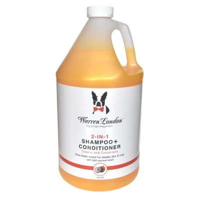Image of Warren London 2 in 1 Shampoo Plus Conditioner 3.8L Professional Pet Grooming Solution Cleans and Conditions Dog Cat Fur Long lasting Formula