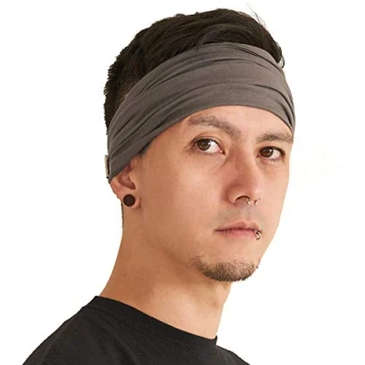 Image of CHARM Charcoal Grey Bandana Headbands for Men and Women Head Bands Fitness Sports L