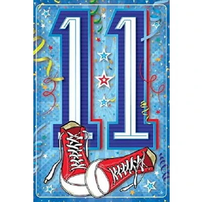Image of Simon Elvin FANTASTIC COLOURFUL ALL STAR TRIANERS 11 11TH BIRTHDAY GREETING CARD