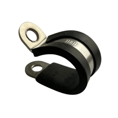 Image of On1shelf 10x 27mm Rubber Lined P Clips Hose Pipe Clamp Stainless Steel Premium Quality