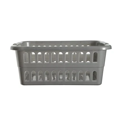 Image of Whitefurze Rectangular Laundry Basket, Silver, 59 cm