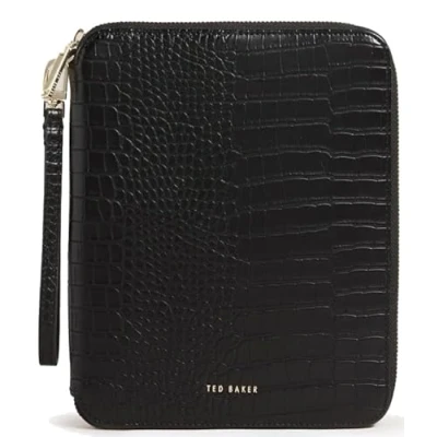 Image of Ted Baker Black Meyti Imitation Croc A5 Travel Wallet