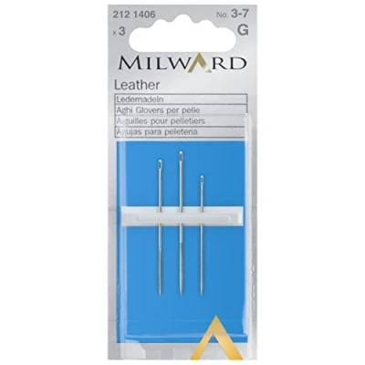 Image of Milward Leather Hand Sewing Needles, Silver, Nos.3 7