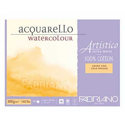 Image of Fabriano AEW BL 4CO 25F GF Watercolour Paper 12.5 x 18 cm Extra White