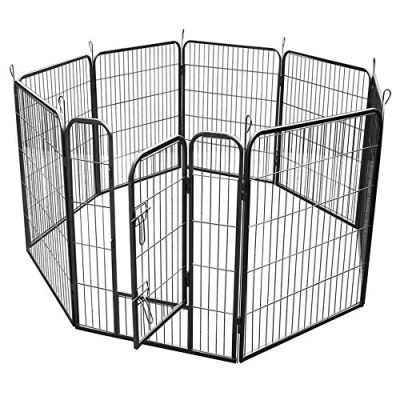 Image of RayGar Large Heavy Duty Strong 8 Piece Indoor Outdoor Dog Pen Cage Whelping Fence Run Exercise Playpen 80x100cm New