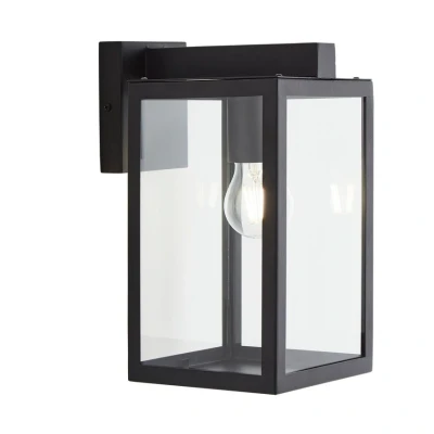 Image of Hestia Glass Panel Outdoor Wall Lantern Black IP44