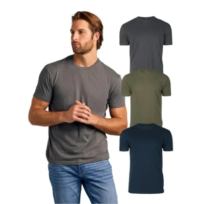 Image of True Classic Men&#039;s Crew Neck Short Sleeve T Shirt, 3 Pack Navy, Carbon, Military Green, 2XL