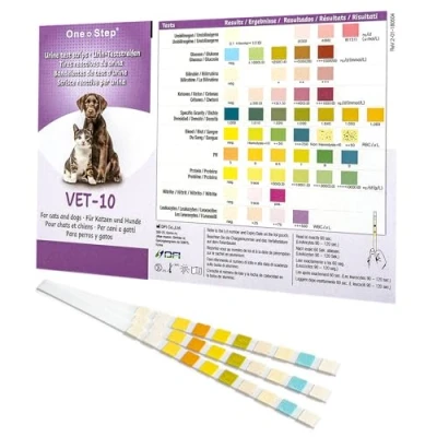 Image of One Step 10 x Vet Pet Urine Test Strips Veterinary Animal Cats Dogs (2 5 Tests)
