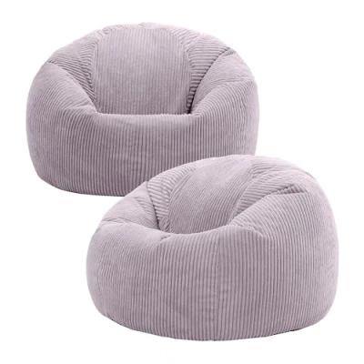 Image of icon Kingston Large Bean Bag, Set of 2, Jumbo Cord Lavender, Bag Chair for Adults with Filling Included, Comfortable Lounging All Ages