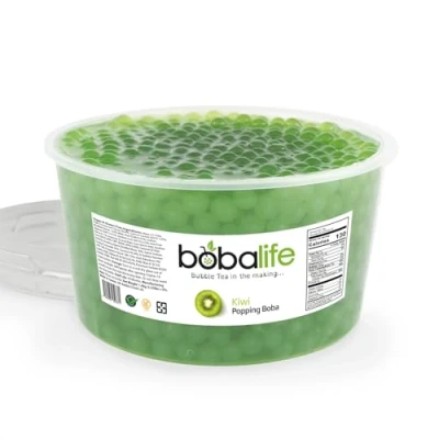 Image of Bobalife Kiwi Flavoured Popping Boba 40 Servings (1.6kg), Fruit Juice Filled Pearls for Bubble Tea, Iced Drinks, Desserts, Cocktails &amp; Slush Low Fat, Gluten Free Vegan
