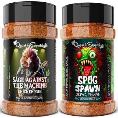 Image of BBQ Rub TWIN PACK by Quasi &amp; Squatch Sage Against The Machine (Chicken Rub) SPOG Spawn (SPG X2 Seasoning Two Large Bottles for Barbecue = 440g