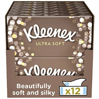 Image of Kleenex Ultra Soft Facial Tissues Pack of 12 Tissue Boxes Our Softest Supremely And Silky Designed With Luxury In Mind