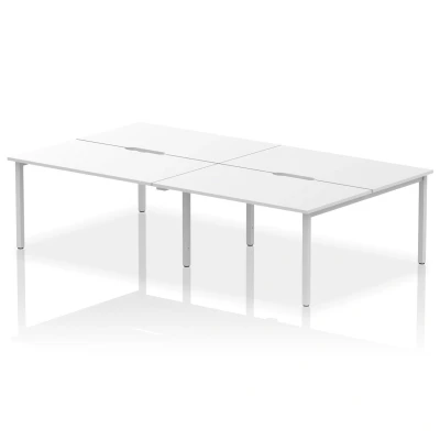 Image of Evolve B2B Silver Frame Bench Desk 1400 White (4 Pod) BE251