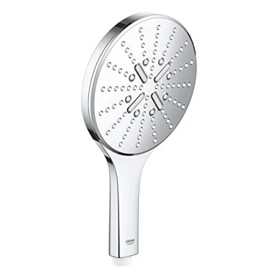 Image of GROHE Rainshower 150 Smartactive Hand Shower Water Saving 150mm Head with 3 Sprays Chrome Finish and White Spray Plate Made in Germany 26554LS0