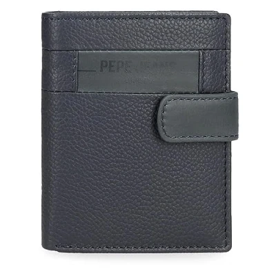 Image of Pepe Jeans Checkbox Vertical Wallet with Click Closure Blue 8.5 x 10.5 1 cm Leather, Blue, One Size,