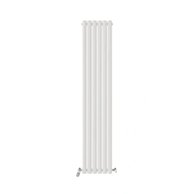 Image of VeeBath Montpellier Matt White Low Carbon Mild Steel Vertical Single Oval Panel Bathroom Heating Radiator 1800 x 360mm