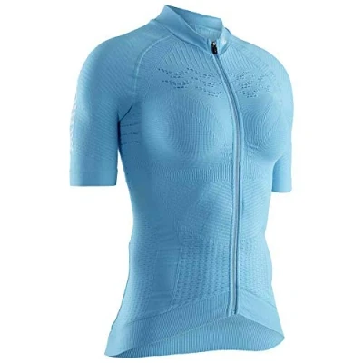 Image of X BIONIC Women Effektor 4.0 Bike Zip Short Sleeve Shirt Turquoise/Arctic White, Medium