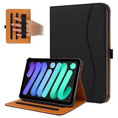 Image of FANRTE iPad Mini 6th Generation Case 8.3 Inch 2021, Premium PU Leather Folio Stand Smart Protective Cover, Multi Viewing Angles and Auto Wake &amp; Sleep Function for Gen（Black）