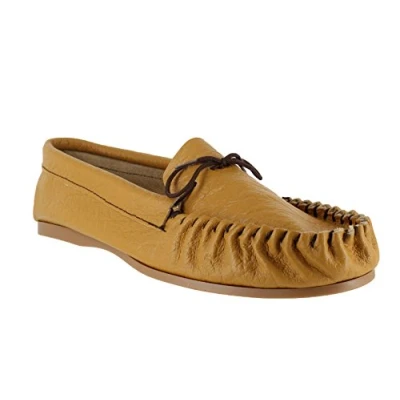 Image of Moccasins Mens British Hand Made Casual Leather Moccs Slippers UK 9 Tan