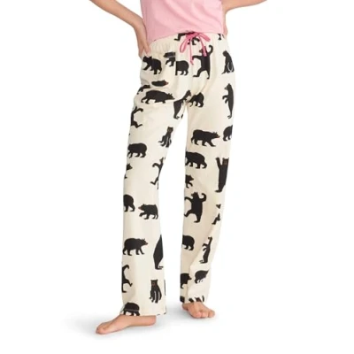 Image of Hatley Women&#039;s Kids Pj (Ovl) Black Bears on Natural Pyjama Sets, Jersey Pants Natural, 10 Manufacturer Size Years UK