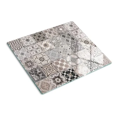 Image of Tulup Glass Chopping Board Cutting Tempered 60x52 cm Protection 23.6x20.5 inches Kitchen Splashback Ceramic Tiles