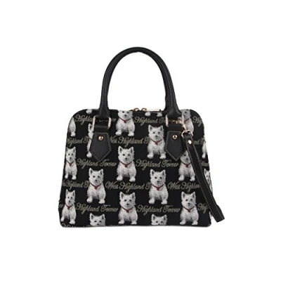 Image of Signare Tapestry Handbags Shoulder bag and Crossbody Bags for Women with Animal Design (Westie, CONV WES)