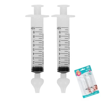 Image of 2Pcs Baby Nasal Aspirator, 10ml Irrigator, Reusable Silicone Suction Tip, Irrigator for Baby, Nose Cleaner Rinsing Device, Safe and Comfortable