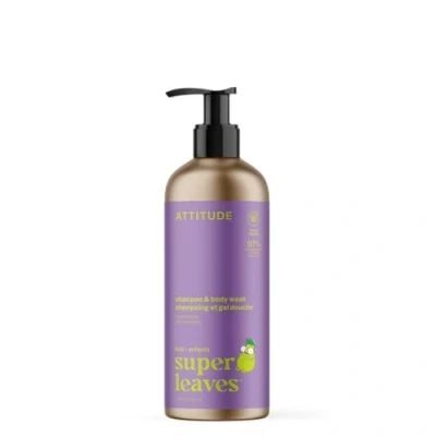 Image of ATTITUDE Shampoo and Body Wash for Kids, EWG Verified Hair Cleanser, Dermatologically Tested Soap, Plant Mineral Based Bath Products, Vegan, Refillable Bottle, Vanilla Pear, 473 mL