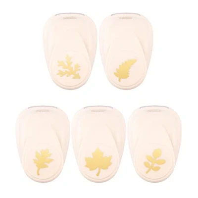 Image of Vaessen Creative Craft Paper Punch Autumn 5 Pcs Various Sizes Circle Cutter for Crafting and Card Making Leaf, Ivory