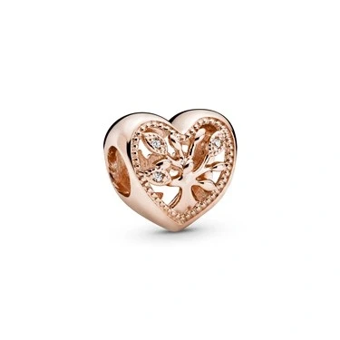 Image of Pandora Rose Gold Openwork Family Tree Heart Charm