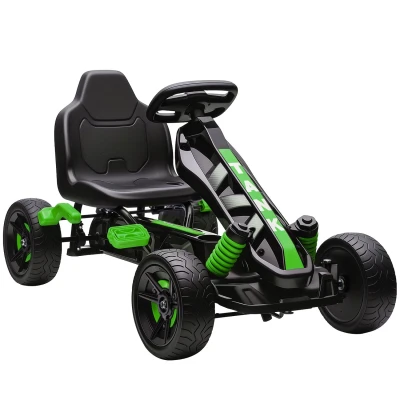 Image of AIYAPLAY Pedal Go Kart, Ride on Racer with Automatic Clutch, Brake, Non Slip EVA Wheels, Metal Frame, Kart for Kids Ages 3 6 Years, Green