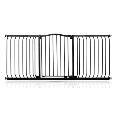 Image of Safetots Curved Top Safety Gate, 170cm 179cm, Matt Black, Pressure Fit Stair Baby Gate for Doors Hallways and Spaces, Barrier, Easy Installation
