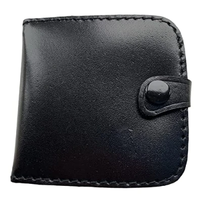 Image of Lorenz Men&#039;s Leather Square Tray Coin Purse with Section for Notes Black