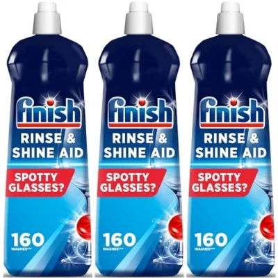 Image of Finish Dishwasher Rinse &amp; Shine Aid Original 800ml For Drier Glasses and Spot Prevention (Pack of 3)
