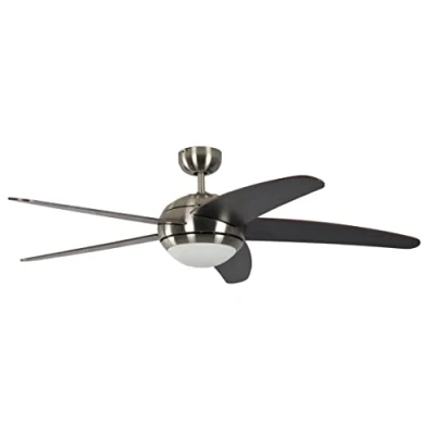 Image of Pepeo 13432010131_v1 Ceiling Fan Melton Nickel, with Lighting, Blades Brown/wanaque incl. Remote Control, 60 W, 240 V, 132 x 38 cm