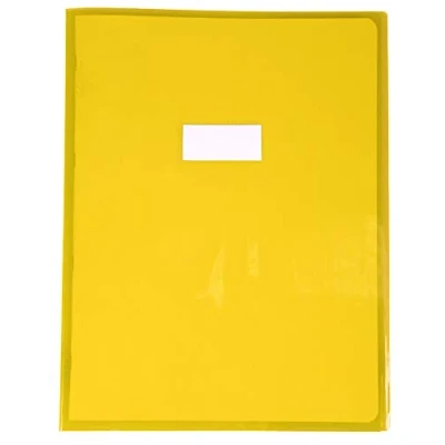 Image of Clairefontaine Ref 73404AMZC Calligraphe Smooth Transparent PVC Exercise Book Cover 24 x 32cm in Size, Label Holder for Easy Identification Yellow Colour