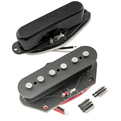 Image of Artec TFA40 Alnico 5 Standard Neck Bridge Pickup Set for Tele Style Electric Guitar, Black