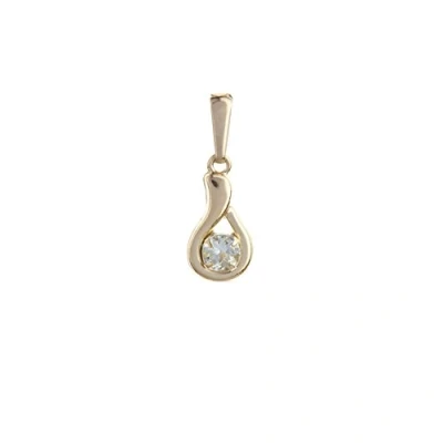 Image of Funkyrox 9ct Yellow Gold curl Shape Teardrop with Real Aquamarine Blue Stone Pendant/Without Chain
