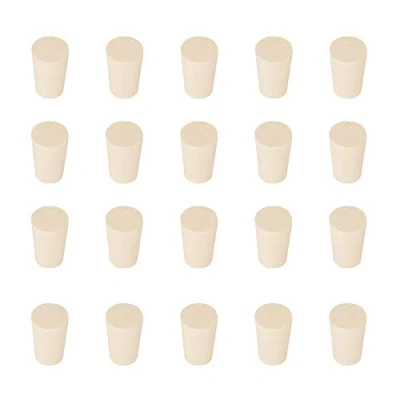 Image of StonyLab Solid Rubber Stoppers, 20 Pack 0# 13mm x 17mm 25mm White Tapered Lab Seal Stoppers