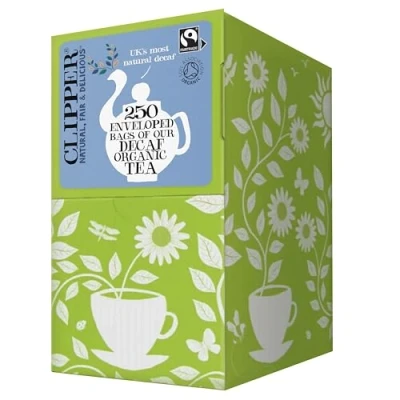 Image of Clipper Organic Everyday Decaf Tea Bags Natural, Unbleached, Plant Based Biodegradable &amp; Non GM Black Eco Conscious Fair Trade Individually Wrapped with String Tag (250 Teabags)