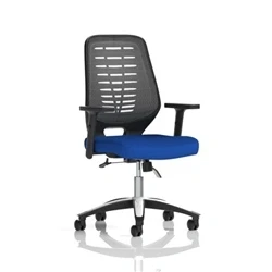 Image of Relay Operator Chair Silver Back Stevia Blue Height Adjustable Arms
