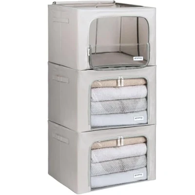 Image of 4CONVY Solid, Foldable Clothes Storage Box with Zipper [2024 UPGRADED MATERIAL] Bag for Duvets, Clothes, Bedding Window