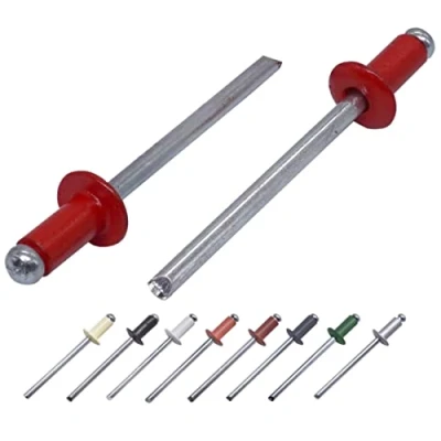 Image of (Pack of 100 pcs) Painted Blind Rivets 4.0 x 8 mm, Dome Head, DIN 7337, Aluminum Rivet and Steel Mandrel, Pop (100, Flame Red RAL 3000)