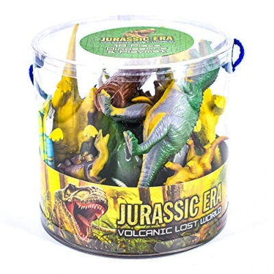 Image of Unibos Dinosaur Toys for Boys &amp; Play Matt Figures Playset in a Tub Including T Rex Triceratops etc Set Gifts Kids Educational Age 3 Years+ 18 pcs