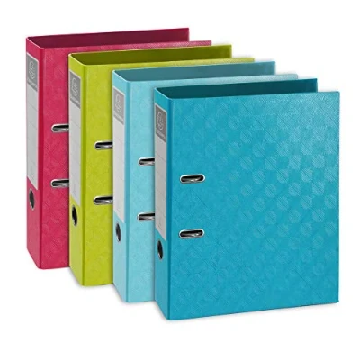Image of Exacompta Ref 53920E 1928 Collection Lever Arch File 32 x 30cm, Suitable for A4 Documents, 70mm Spine, 2 Rings, Embossed Paper on Board Assorted Colours (Pack of 10)
