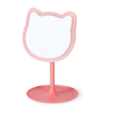 Image of LEGAMI You Look Purrfect! Make Up Mirror with Light Cat Shape Adjustable Brightness and Tilt, Double Powered by USB or Batteries, for Makeup