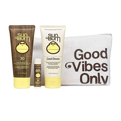 Image of Sun Bum Day Tripper SPF 30 Care Kit, Travel Size Pack with Broad Spectrum Moisturizing Cream Lotion, Sunscreen Lip Balm and Hydrating Cool Down After Lotion
